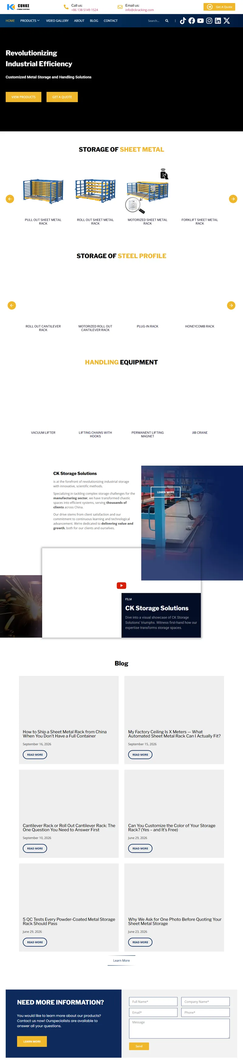 Innovative Metal Storage & Handling Solutions 网页长截图